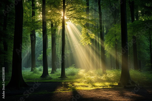 beautiful sunlight in the green forest © Salawati
