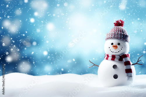 Snowman in the snow christmas backdrop © mr_marcom