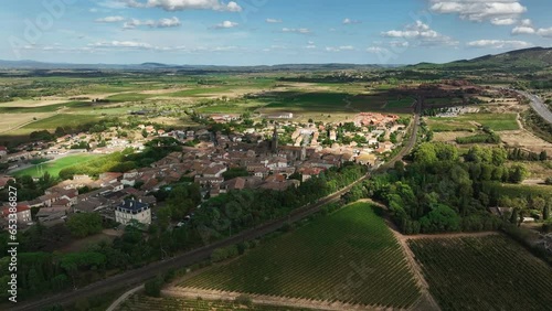 Stunning aerial shot capturing the charm of Capendu under clear skies.
 photo