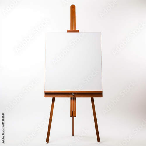 wooden easel with blank canvas