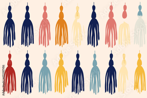 Tassel stripe pattern, wallpaper, background, hand-drawn cartoon Illustrations in minimalist vector style
