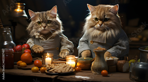 Cats are cooking dinner