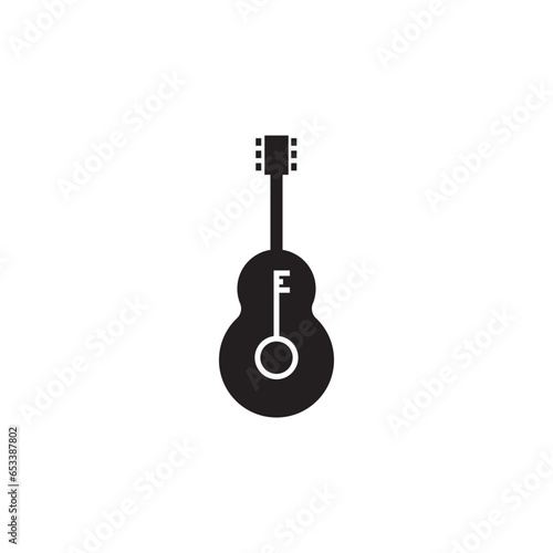 guitar chord logo design, abstract black and white vector illustration