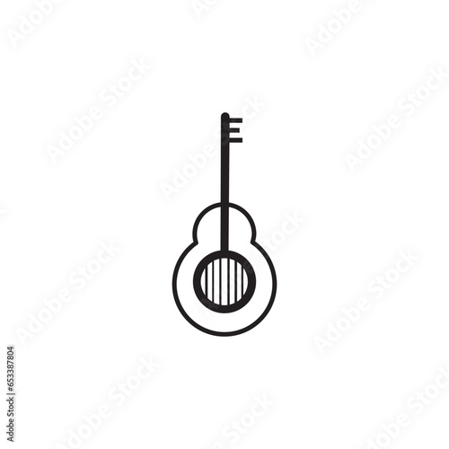 guitar chord logo design, abstract black and white vector illustration