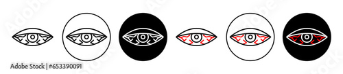 Red eye vector icon set in black color. Suitable for apps and website UI designs vector