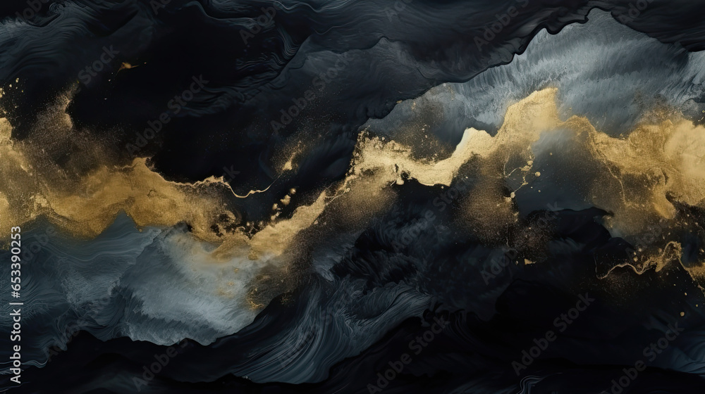 Luxury abstract background with liquid gold and black