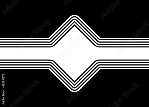 Modern black and white striped vector background in retro style. With an abstract square in the center. With space for text