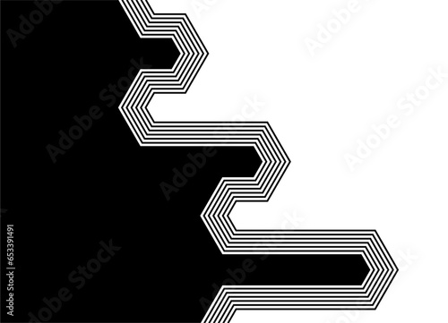 Abstract striped transition from black to white parallel
 bent lines in retro style. Striped pattern. Modern vector background.