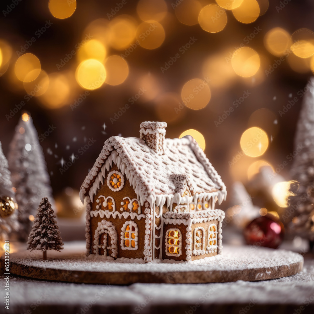 gingerbread houses with christmas decoration.Background