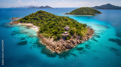 A secluded island paradise with turquoise waters, beckoning sun-seekers and adventure enthusiasts to its pristine shores