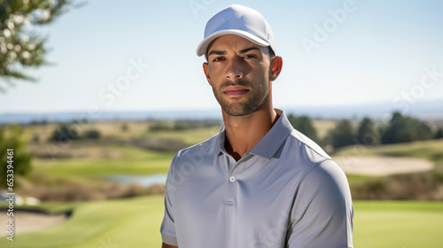 Portrait of a young man on a golf course