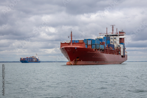 Container Ships Anchored in Dublin Bay, Ireland