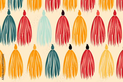 Tassels pattern, wallpaper, background, hand-drawn cartoon Illustrations in minimalist vector style