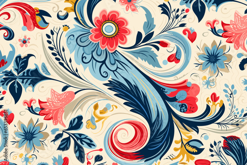 Paisley floral pattern, wallpaper, background, hand-drawn cartoon Illustrations in minimalist vector style