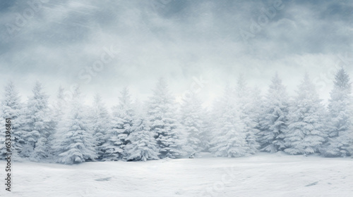 Snowy forest Christmas holiday banner background