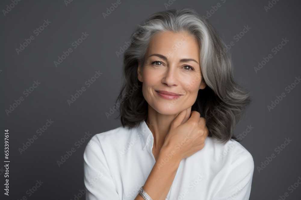 happy healthy confident senior woman is smiling to camera with clear background ,close up portrait happy healthy confident senior woman is smiling to camera with clear background ,close up portrait