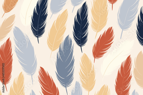 Thanksgiving turkey feathers pattern, wallpaper, background, hand-drawn cartoon Illustrations in minimalist vector style © Levi