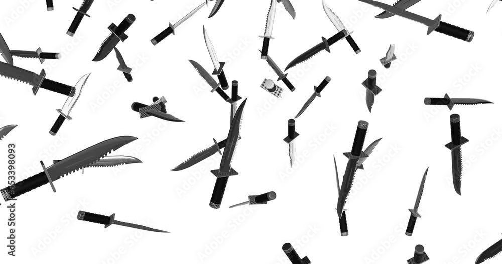 Hunting Knives falling slow motion Hunting Knives falling slow motion