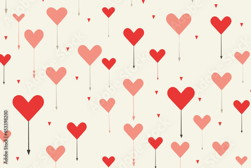 Valentine Day Cupid arrow pattern, wallpaper, background, hand-drawn cartoon Illustrations in minimalist vector style