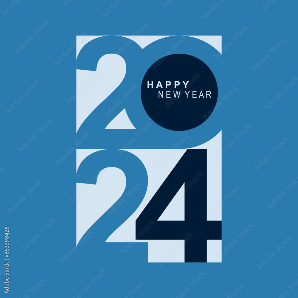 2024 typography design concept.Happy new year 2024 cover design with