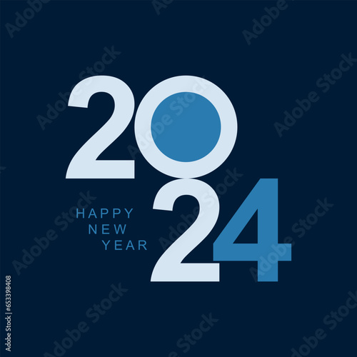 2024 typography design concept.Happy new year 2024 cover design with stylish and nice colors for banners, posters and greetings.