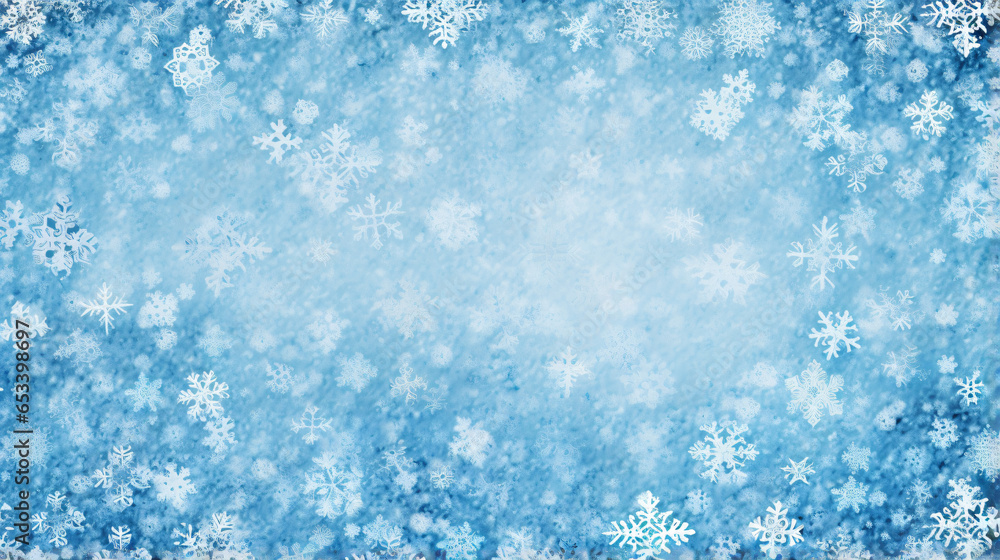 Snowflakes on blue  background, Christmas holiday banner background