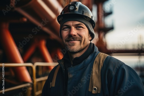 Portrait of a Caucasian man working in a oil refinery