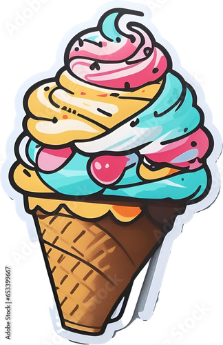Colorful Fantasy Ice Cream Vector Illustration Cartoon Transparent Kids Stickers