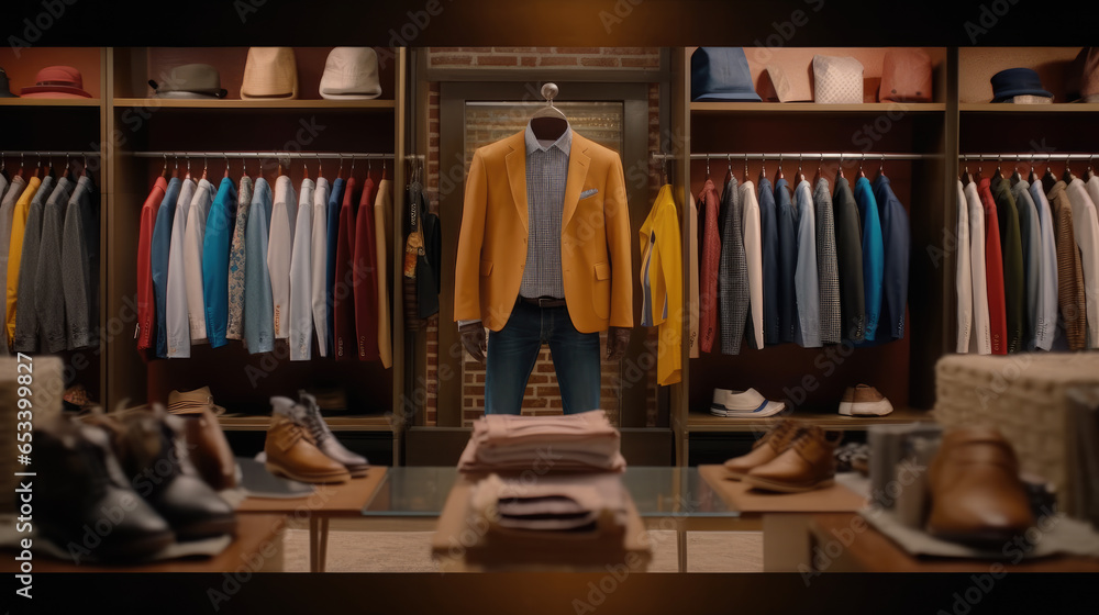 A high-end men's clothing store in stunning detail