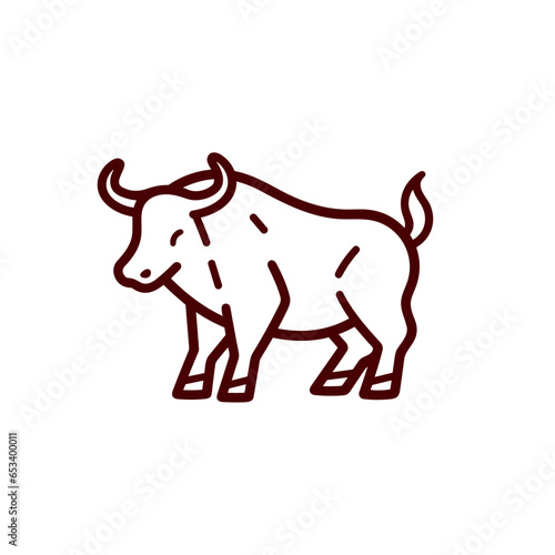 Bullish market vector icon in minimalistic  black and red line work  japan web
