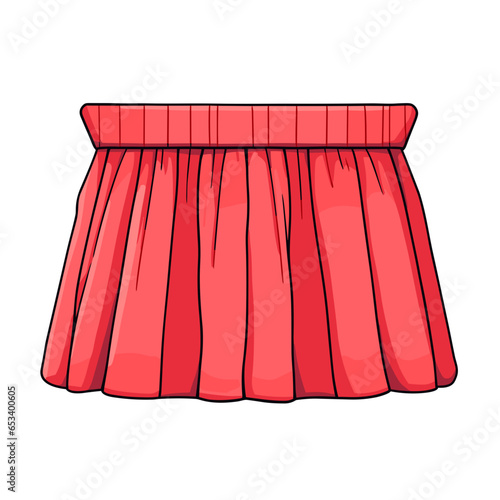 Box pleat valance vector icon in minimalistic, black and red line work, japan web