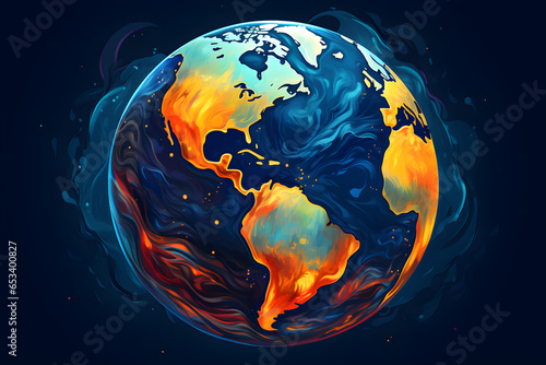 planet earth in space, painterly illustration