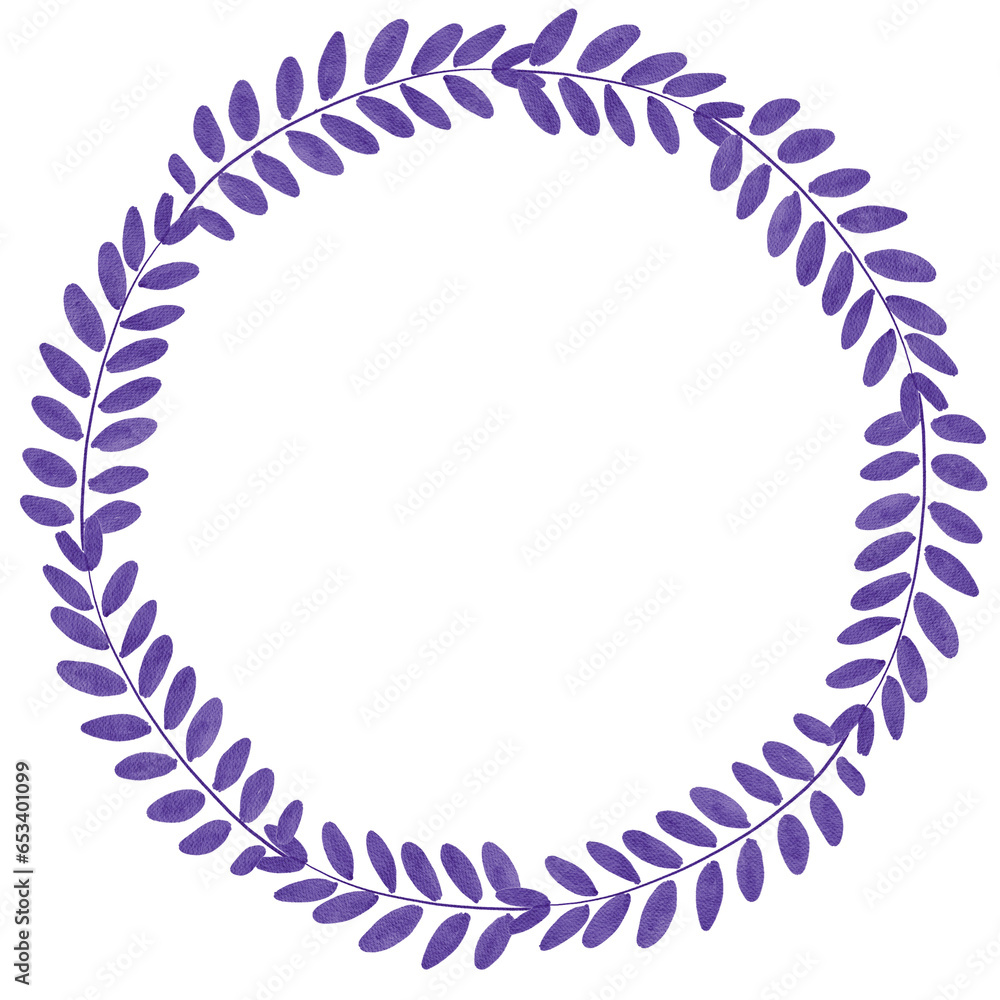 Obraz premium Watercolor circle leaf wreath frame
