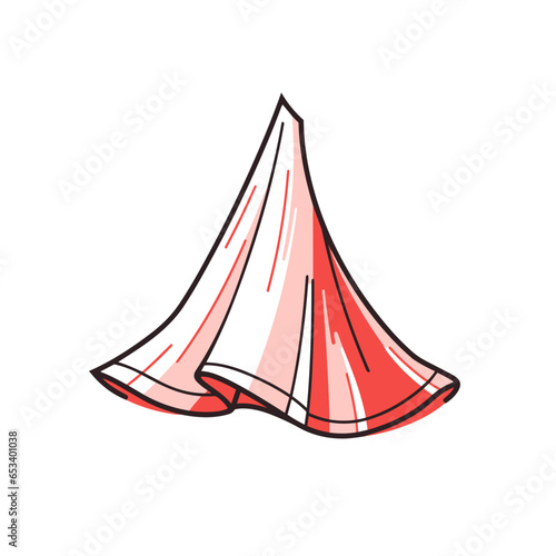 Voile vector icon in minimalistic, black and red line work, japan web