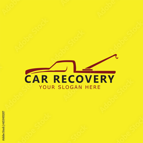 car recovery towing logo design vector