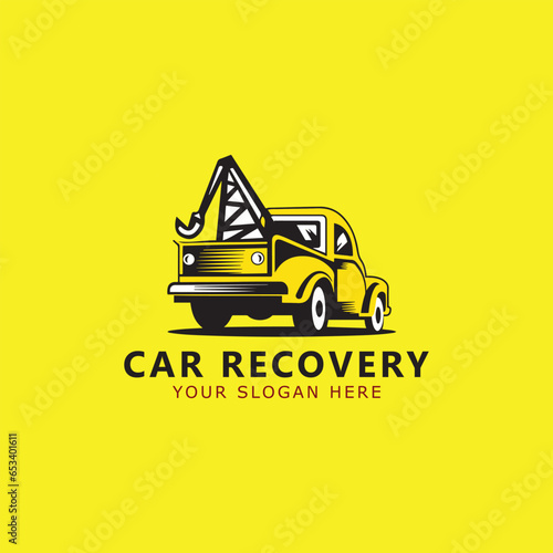 car recovery towing logo design vector