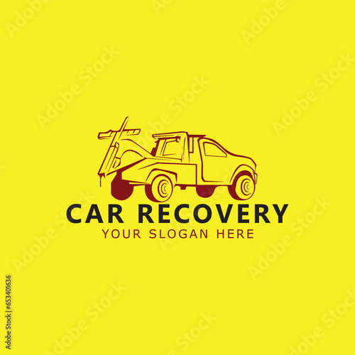 car recovery towing logo design vector