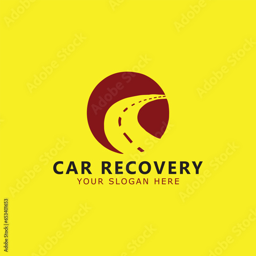 car recovery towing logo design vector
