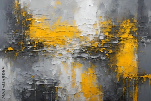 captivating Grey and Yellow Abstract Art Painting adorns the wall, an intricate dance of colors and shapes that draws the viewer into its depths. Hues of gray mingle with bursts of vibrant yellow