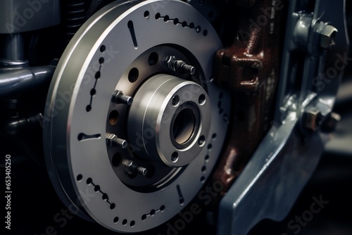 Close-Up View of the Wheel Hub and Brake Disk.