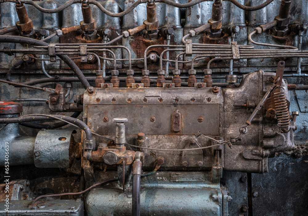 detail of an old diesel engine