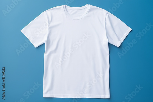 Obraz na płótnie A clean white t-shirt for text on a blue background w salonie