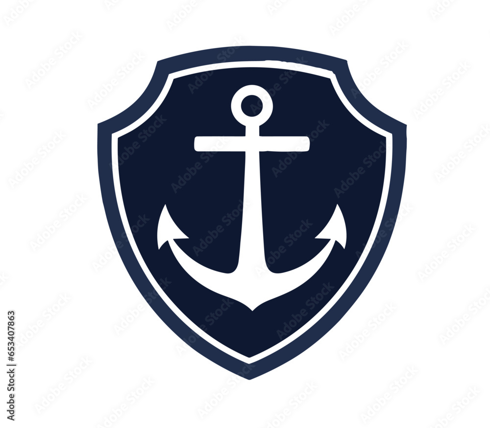 Anchor logo design shield rope Vector illustration png on white background Anchor logo design shield rope Vector illustration png on white background
