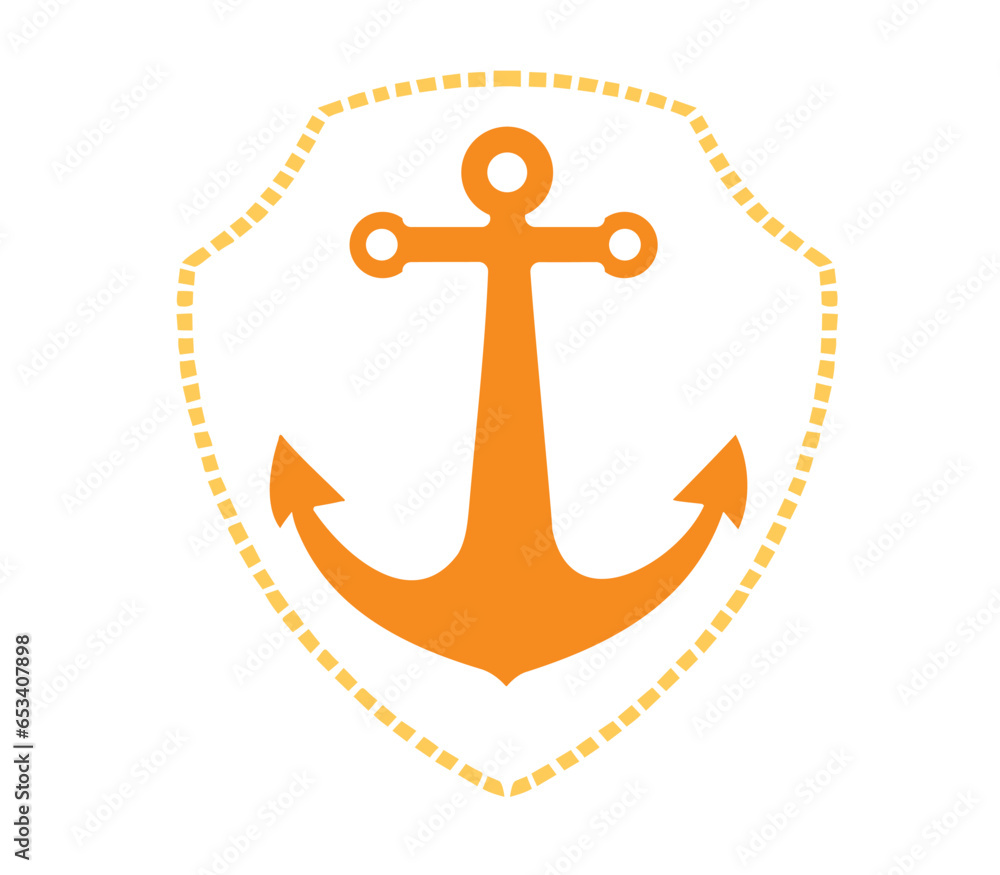 Anchor logo design shield rope Vector illustration png on white background Anchor logo design shield rope Vector illustration png on white background