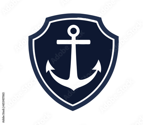Anchor logo design shield rope Vector illustration png on white background
