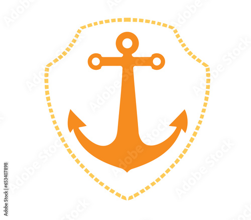 Anchor logo design shield rope Vector illustration png on white background