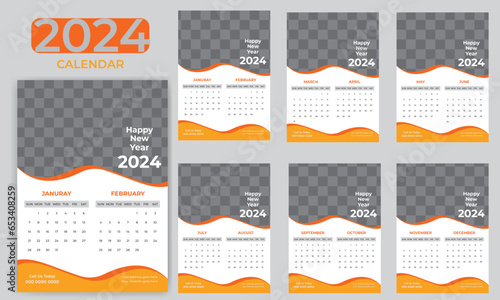 vector modern design 2024 calendar template