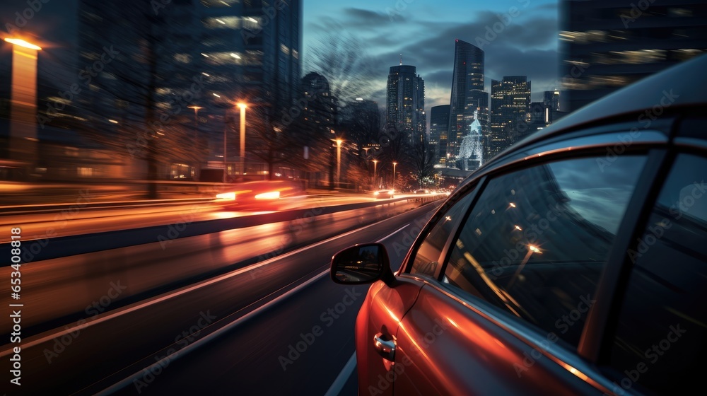 magic of city lights as you look through the car window during the twilight hour magic of city lights as you look through the car window during the twilight hour