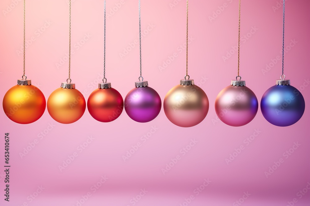 Christmas holiday balls on pink background Christmas holiday balls on pink background