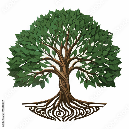 tree with green leaves and white background
